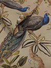 NV9172240H Stunning floral peacock design on a trendy and stylish taupe background. Easy to hang paste the wall high quality wallpaper.