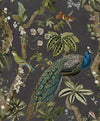 NV9170041H Stunning floral peacock design on a trendy and stylish charcoal background. Easy to hang paste the wall high quality wallpaper.