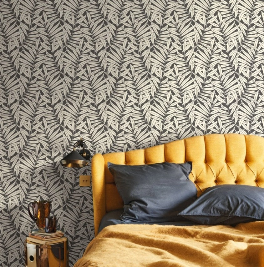 ND89319144cd Fabulous flowing leaf motif set against a deep background. Designer paste the wall wallpaper. ***PLEASE NOTE: This wallpaper is a special order product and therefore delivery will take approx. 10 working days.