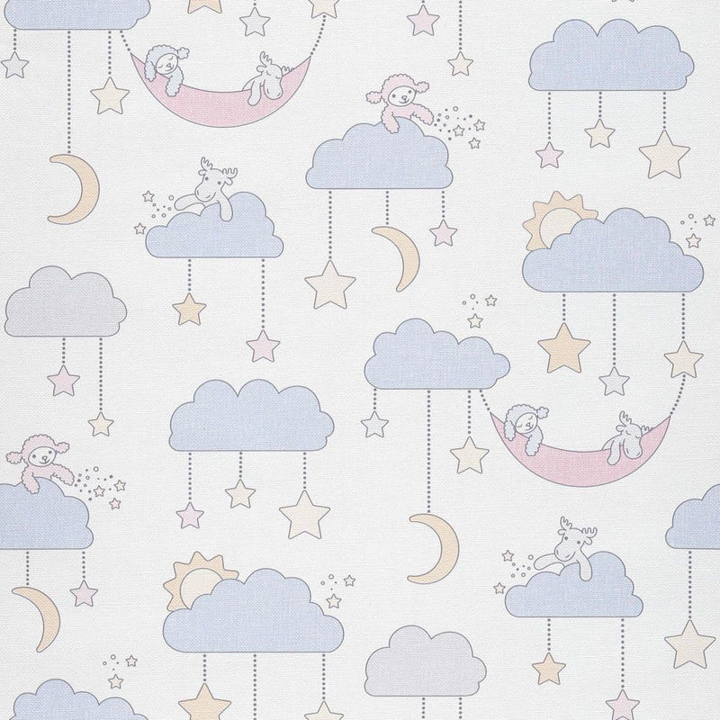 NLL307704g Beautiful and delicate kids design with beautiful clouds, teddy bears, moons and stars. Paste the wall vinyl.