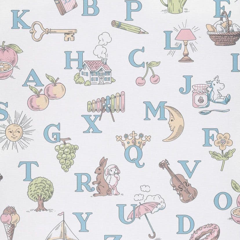 NLL317706g Soft and delicate alphabet design in soft tones. Paste the wall vinyl.
