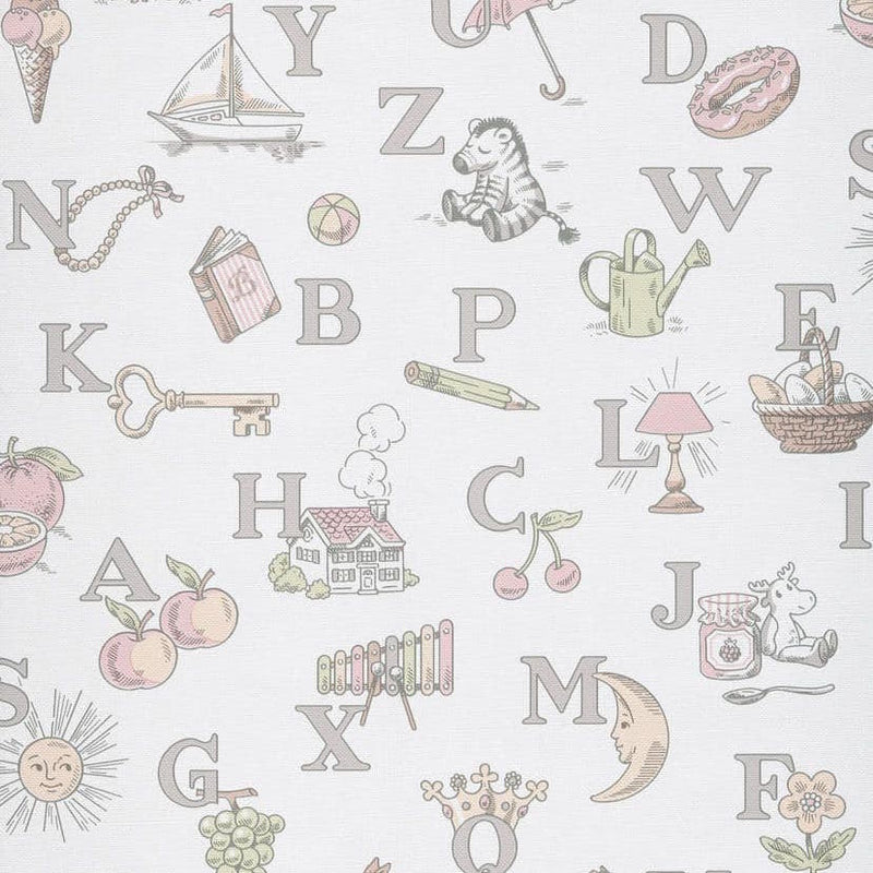 NLL318810g Soft and delicate alphabet design in soft tones. Paste the wall vinyl.