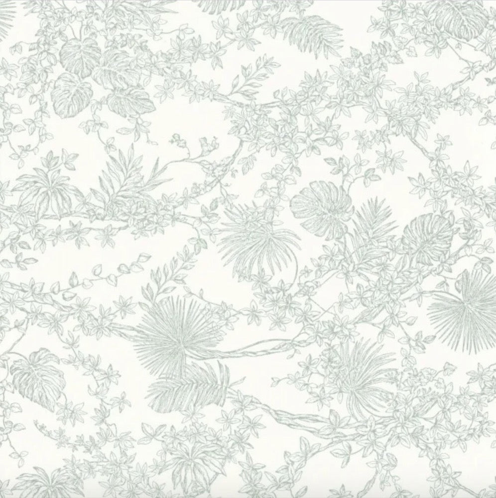 NT87957109cd Stunning tropical foliage and dainty flowers on designer paste the wall wallpaper. ***PLEASE NOTE: This wallpaper is a special order product and therefore delivery will take approx. 10 working days.