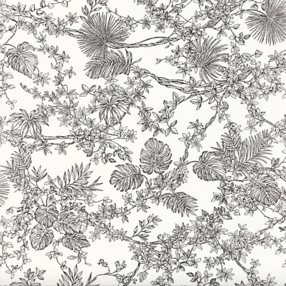 NT87959620cd Stunning tropical foliage and dainty flowers on designer paste the wall wallpaper. ***PLEASE NOTE: This wallpaper is a special order product and therefore delivery will take approx. 10 working days.
