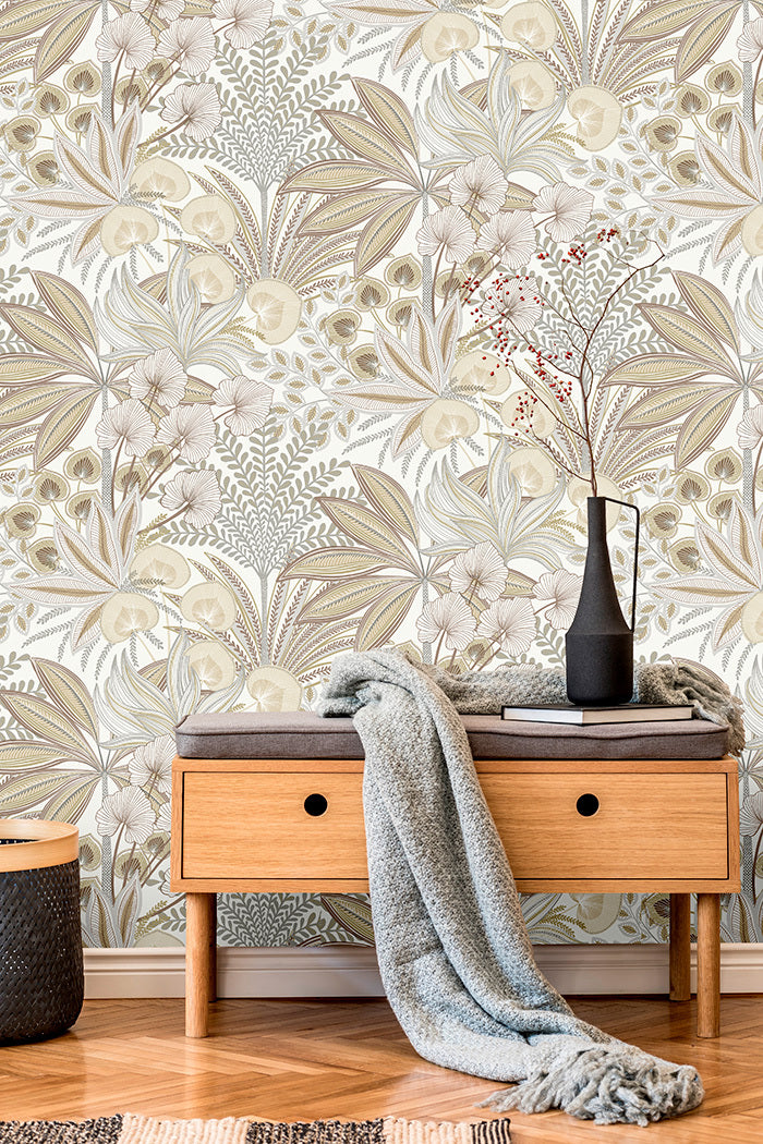 na6922002g Fabulous large scale flowing leaves on a textured matt background. Paste the wall vinyl.