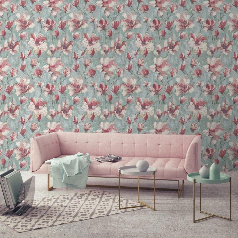 na7247701g Fabulous 'painted effect' floral on a gorgeous textured paste the wall vinyl.