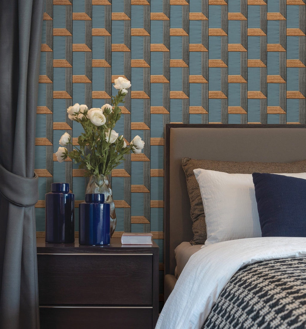 nde12077076di Gorgeous embroidery stitch effect geometric on fabulous paste the wall vinyl. Easy to hang!