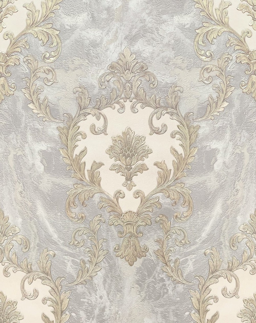 vh53400351r Beautiful and luxurious classic damask design on a beautiful deep engraved marble background. Supreme quality heavy weight Italian vinyl.