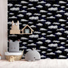 w92377907a Gorgeous white clouds and metallic gold stars design on a beautiful deep navy background.