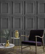 na4900203g Fabulous distressed wood panel effect in charcoal. Paste the wall vinyl. Full size panels 53cm x 64cm.