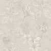 n90200702a A vintage floral wallpaper, outlined with metallic grey highlights, with a subtle silver background. Paste the wall.