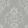 na1090004g A classical damask on a grey fabric effect vinyl with beautiful glitter highlights.