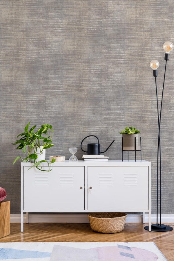 na6122101g Stylish abstract textured design in neutral tones creating a gorgeous urban stripe. Easy to hang and paste the wall.