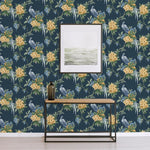 nm167761c Beautiful and elegant large scale navy floral bird design. This fabulous design is taken from the archive collection, with designs dating from the past 100 years, reinvented to reflect contemporary tastes. Stunning paste the wall designer wallpaper.