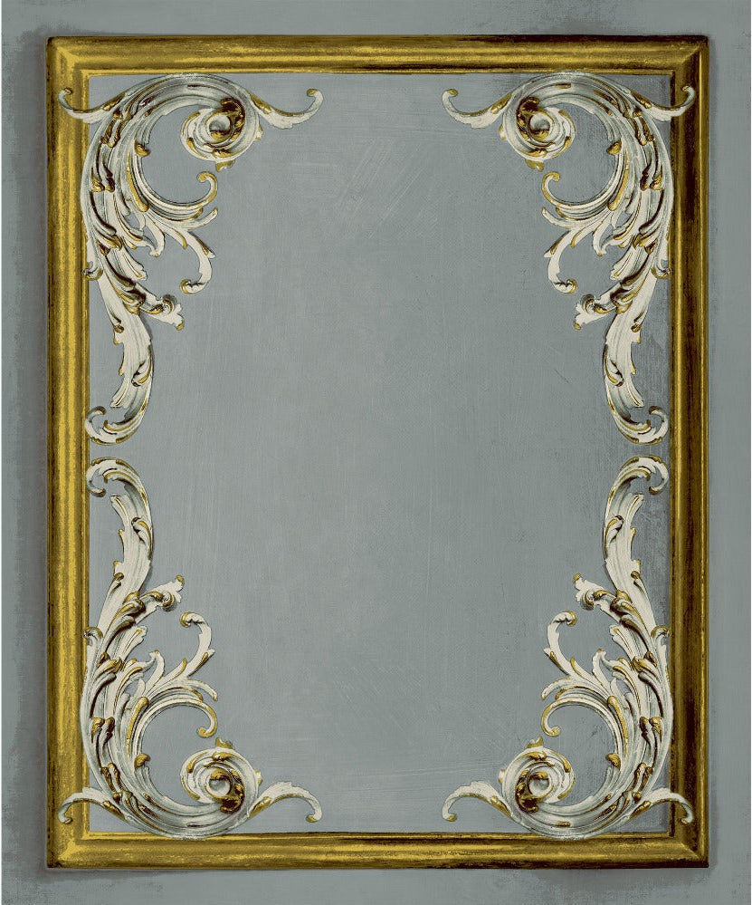 nv19100501g Fabulous vintage distressed panel effect in soft grey with gold. Paste the wall vinyl.