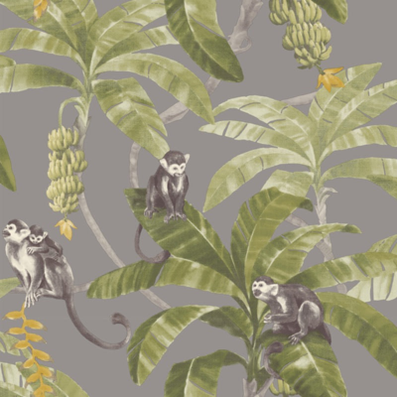 MY240002g Beautiful tropical monkey design on 'easy hang' paste the wall, matt vinyl.
