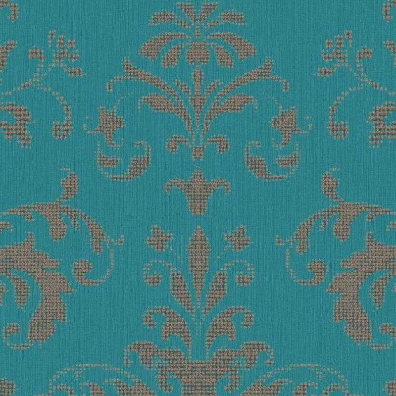 sign81996156 Fabulous teal damask pattern on paste the wall vinyl.
