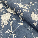 v70377053m Beautiful navy blue and silver floral trail with soft glitter detail on gorgeous textured vinyl.