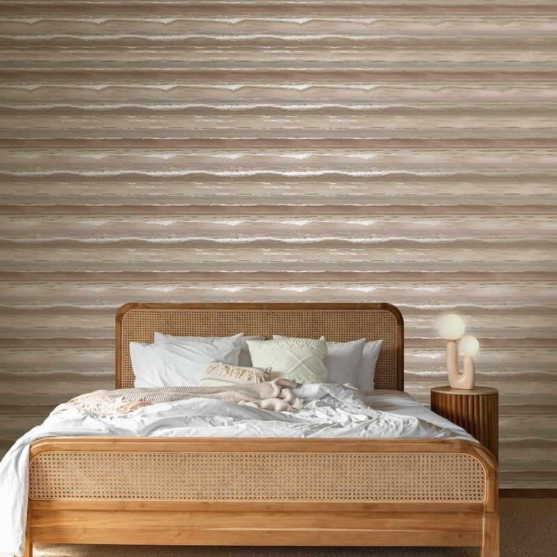 w28277985r Beautiful horizontal stripe effect with a fabulous ombre effect in muted rose gold tones. Heavyweight matt wallpaper.