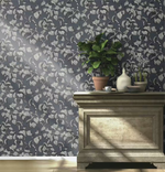 nv69200204r Gorgeous charcoal matt background with a beautiful flowing leaf trail. Paste the wall vinyl.