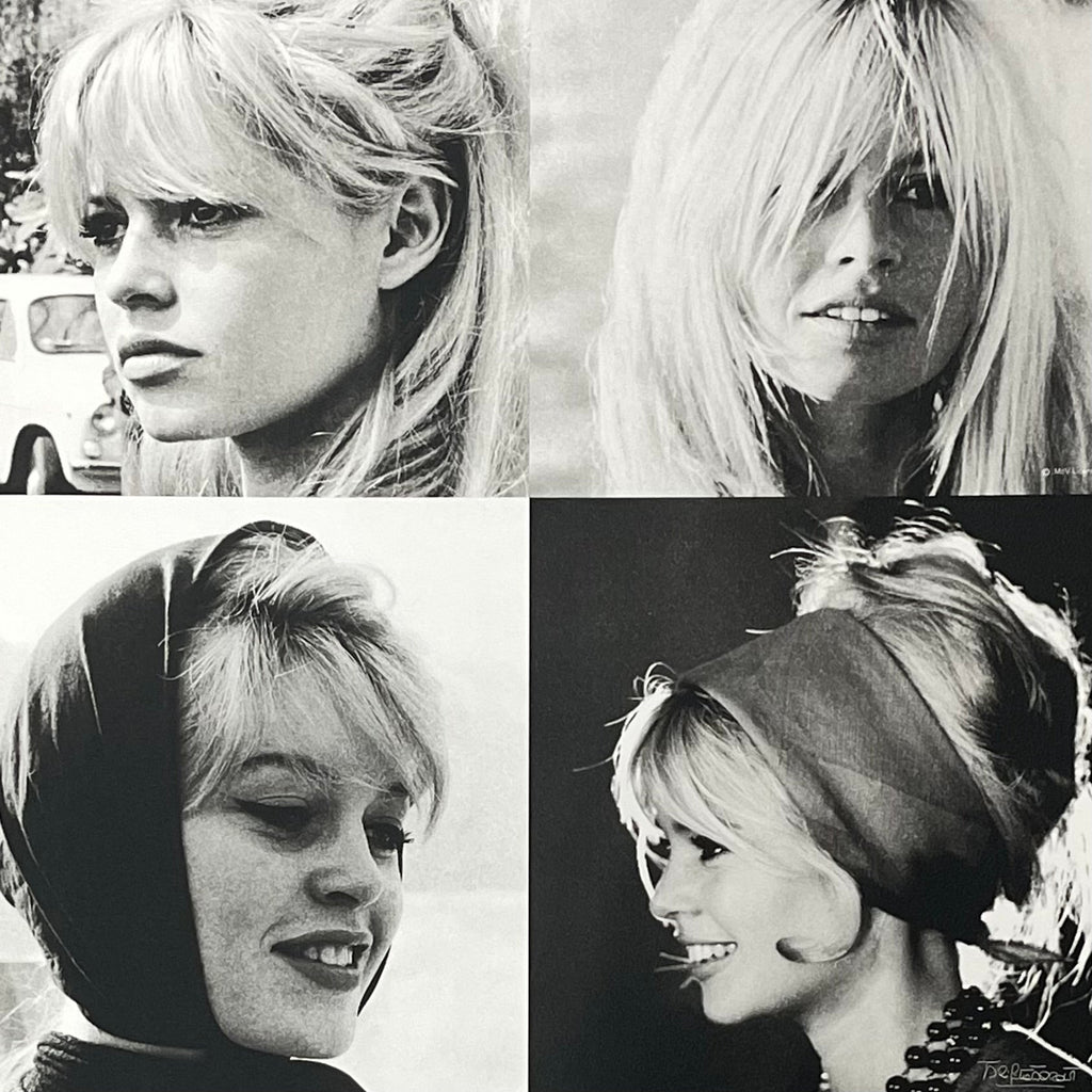 W51123309 Gorgeous Brigitte Bardot black and white tonal collage wallpaper.