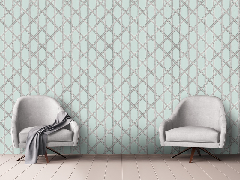 n2277420f Beautiful designer trellis in aqua. Fabulous paste the wall product.