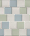 T8977352H Gorgeous tile on the roll contour in gorgeous green and blue tones. Perfect for kitchens and bathrooms. Fully washable.
