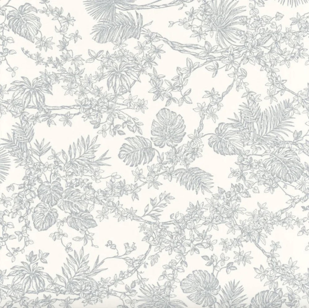 NT87959107cd Stunning tropical foliage and dainty flowers on designer paste the wall wallpaper. ***PLEASE NOTE: This wallpaper is a special order product and therefore delivery will take approx. 10 working days.