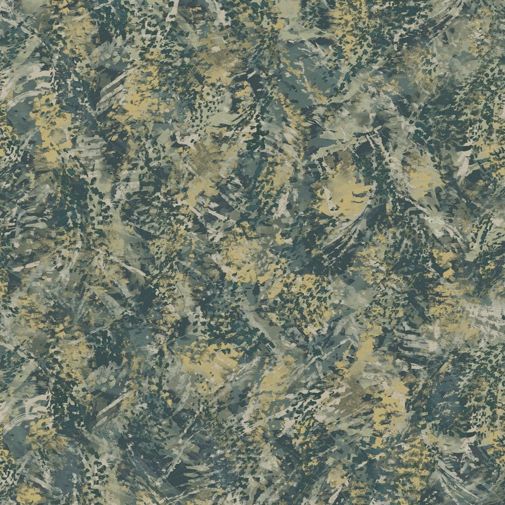 N3677341H Gorgeous teal brush stroke effect design with gorgeous metallic gold highlights. Paste the wall vinyl.