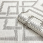 VH730082B. Gorgeous large scale geometric squares in off white and metallic silver. Supreme quality heavy weight vinyl.