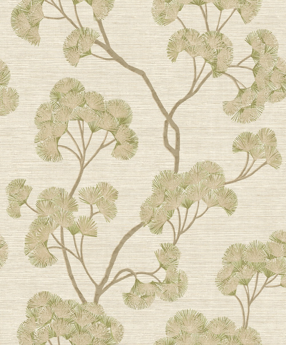 b31655032r Gorgeous teal gingko floral trail on a gorgeous textured neutral background. Blown vinyl.