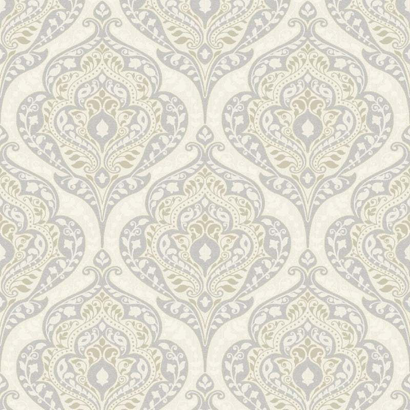 ba3666502g Beautiful classical damask pattern with subtle glitter detail.