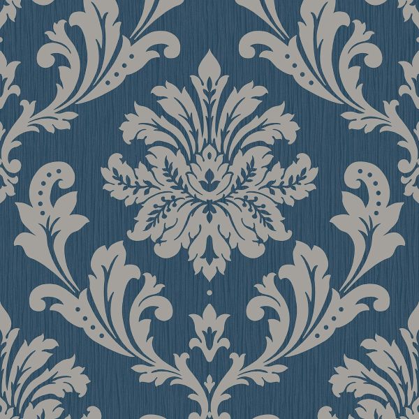 ba5377801g Trendy art deco inspired geometric in gorgeous navy blue with subtle silver metallic detail. Paste the wall.