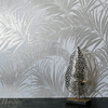 n90366201a Gold metallic foil palm leaf print on a contrasting matt cream background. Paste the wall.