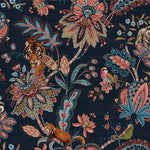 w1347751H Beautiful floral trails and leaves on a navy background with wildlife animals including red pandas, birds and tigers. High quality wallpaper.