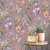 w28399661r Beautiful lilac background with gorgeous wild orchid flowers in pink and purple tones.