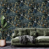 W1315580H Beautiful ‘hand-painted’ effect navy paradise design featuring beautiful cranes amongst exotic plants and flowers. Heavy weight wallpaper.