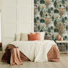 w1345590H Stunning and elegant swan lake design with beautiful foliage and trees in gorgeous green and orange shades. Heavy weight wallpaper.