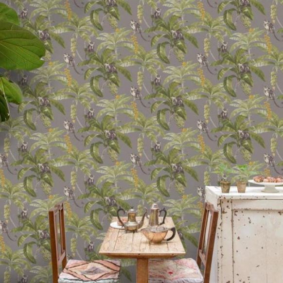 my240002g Beautiful tropical monkey design on 'easy hang' paste the wall, matt vinyl.