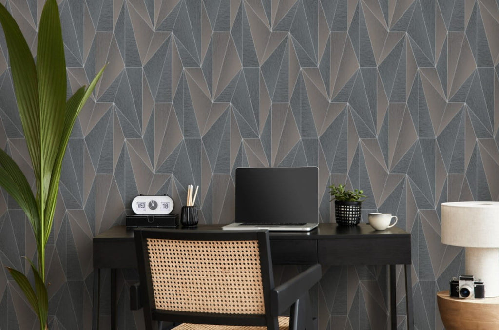 n102339433e Fabulous diamond geometric design in brown on paste the wall vinyl.