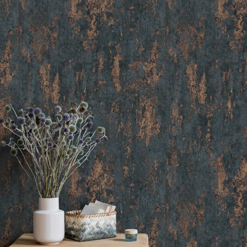 n102777344e Fabulous concrete effect design in gorgeous navy and bronze gold tones. Paste the wall viynl.