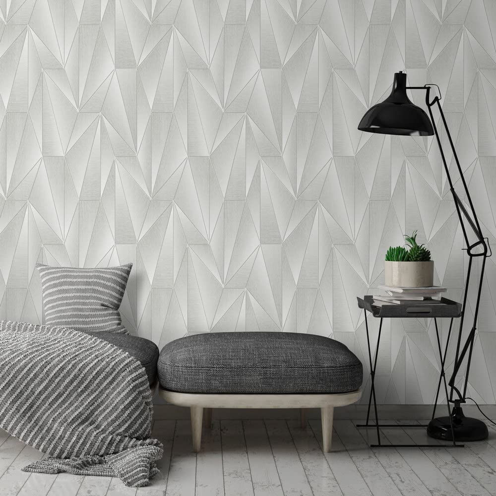 n102900410g Fabulous diamond geometric design in silver grey tones on paste the wall vinyl.