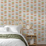 n15711404g Gorgeous leaf trail in beautiful orange, green, blue and silver tones on paste the wall vinyl.