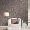 n41600664r Beautiful flowing leaf motif that creates a subtle stripe in charcoal and metallic grey tones.