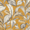 n46466764r Trendy botanical grey leaves on a gorgeous mustard background. Paste the wall.