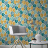 n48066139r Gorgeous botanical jungle leaf motif in beautiful tones of blues and yellows. Paste the wall.
