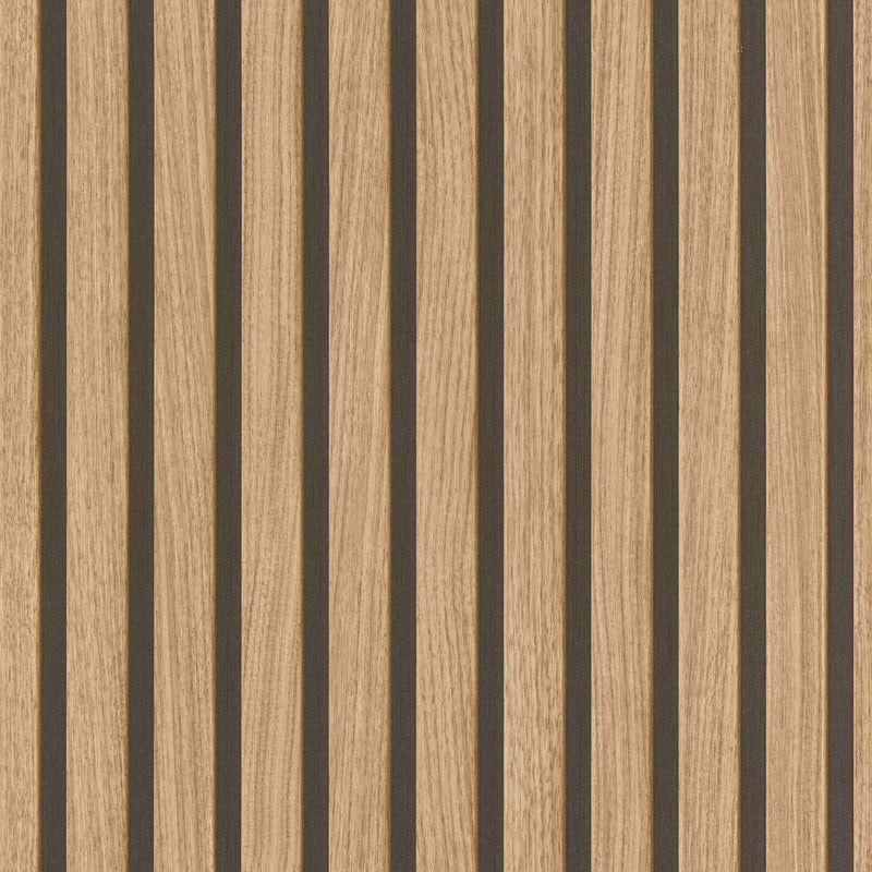 n49911322r Trendy wood slat effect in light oak. Easy to hang and paste the wall.