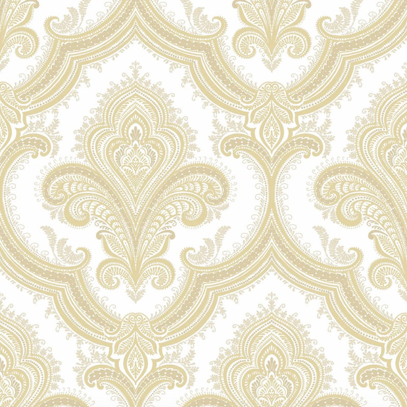 n51966950di Gorgeous and classic damask pattern in gold on luxurious paste the wall vinyl.