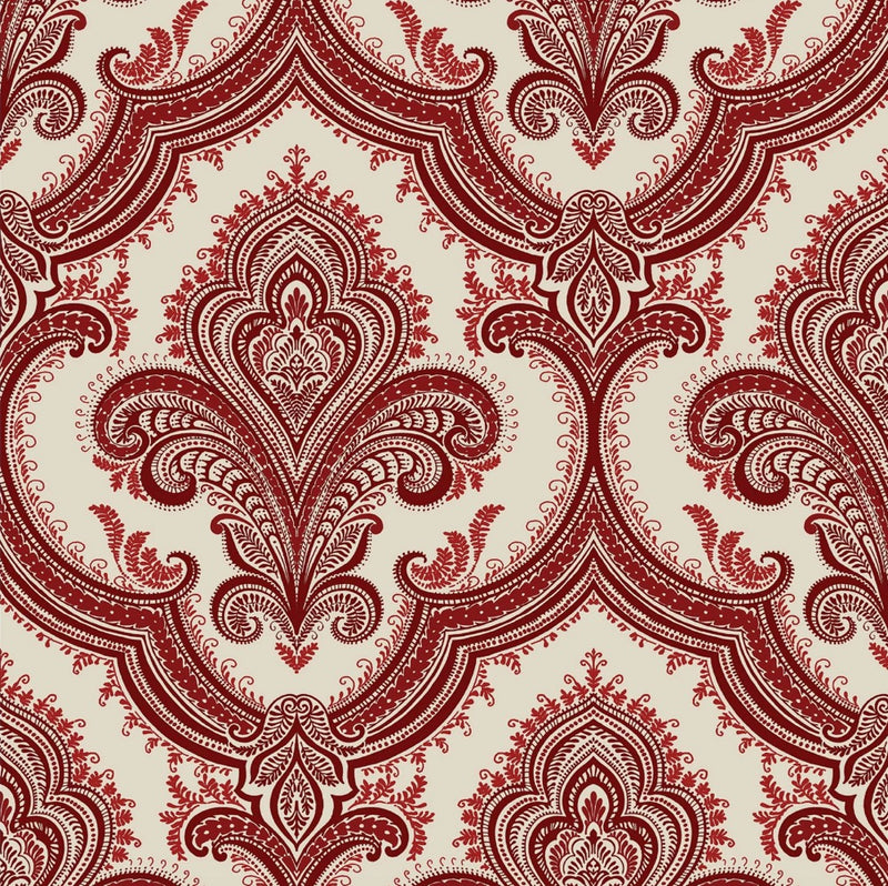 n52011950di Gorgeous and classic damask pattern in red on luxurious paste the wall vinyl.