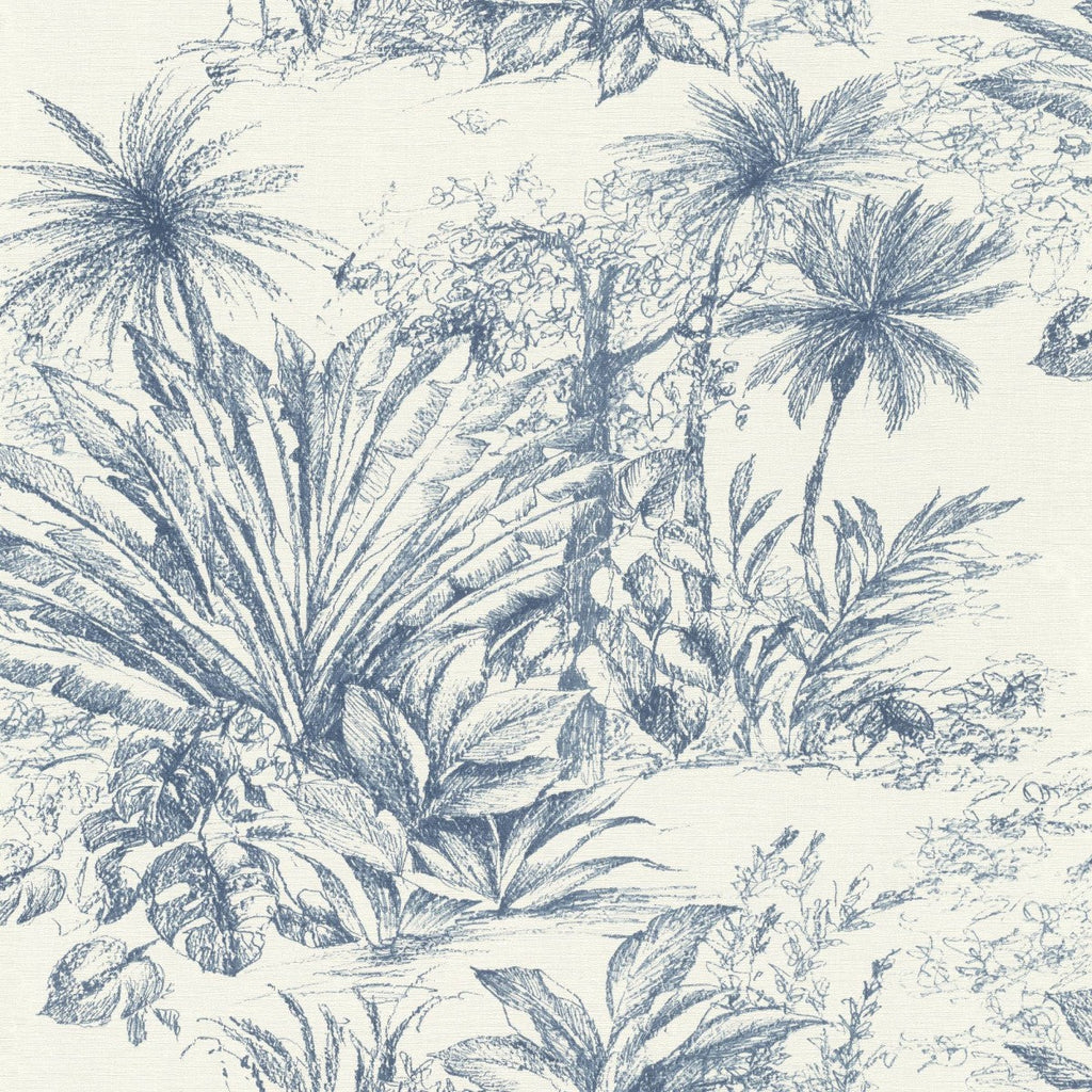 n69177207r Beautiful toile inspired jungle design in gorgeous blue tones. Paste the wall vinyl.